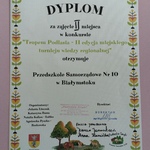 Dyplom za udział w II edycji Turnieju Wiedzy Regionalnej