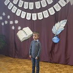 Bartłomiej Lewko z Przedszkola Samorządowego nr 28 w Białymstoku recytuje wiersz.